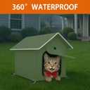 Outdoor Cat House with Cozy Cushion, Waterproof Insulated Cat Houses for Outdoor Cats, Shelter for Feral Pet Outside, Design for All Weather, Green