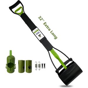 32" Pooper Scooper for Large Medium Small Dogs with Bag Attachment, Extra Long Handle Heavy Duty with 30 Dog Poop Bags & 1 Dispenser Poop Scoop, Foldable Dog Poop Picker Upper for Yard