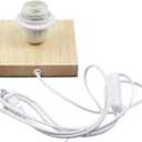 Geesatis 1Pc Wooden Light Base,E27 Square Light Display Base with Switch Plug,No Bulb,for Living Room Bedroom