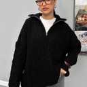 PRETTYGARDEN Womens Spring Sweaters 2026 Long Sleeve Quarter Zip Pullover Sweater Casual Loose V Neck Cable Knit Jumper Tops (Black, S)
