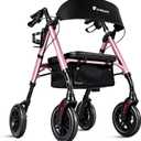 Foldable Rollator Walkers for Seniors with Seat,4 Wheel Rolling Walker