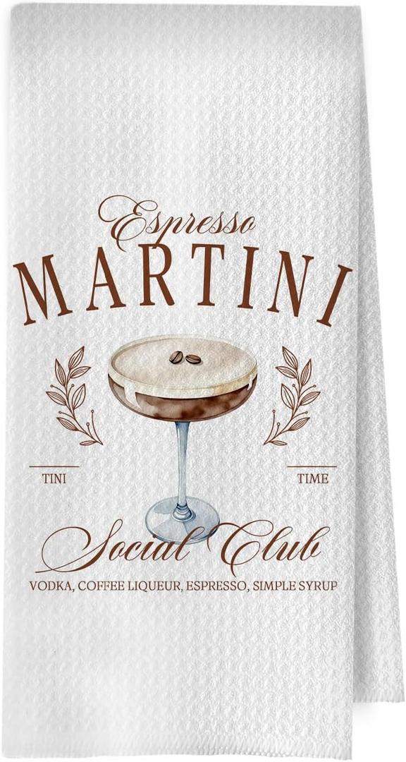 Espresso Martini Kitchen Towels - Espresso Martini Decorative Dish Towels, Cocktail Lover Gifts Hand Towel, Alcohol Gifts Tea Towel, 16x24 Inch