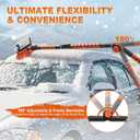 62.4" Foldable Snow Brush and Ice Scrapers for Car Windshield, Adjustable & Extendable Ice Removal Tool with Non-Slip Foam Grip, 180 Pivoting Snow Brush for Car, SUV, Truck