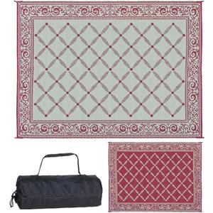 Stylish Camping 119125 9-feet by 12-feet Reversible Mat, Plastic Straw Rug, Large Floor Mat for Outdoors, RV, Patio, Backyard, Picnic, Beach, Camping (Burgundy/Beige)