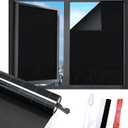 Window Film, Total Blackout Window Privacy Film, Blocks 100% of UV and Light Rays No Glue Black Window Tint for Home Office with Free Installation Tools, 35.4 Inch X 13.1 Feet, Black