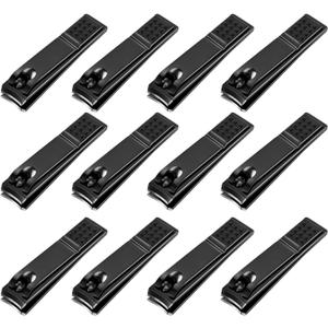Yaomiao 12 Pieces Nail Clipper Set Stainless Steel Nail Cutter Fingernails and Toenail Clipper Cutter for Women Men (Black)