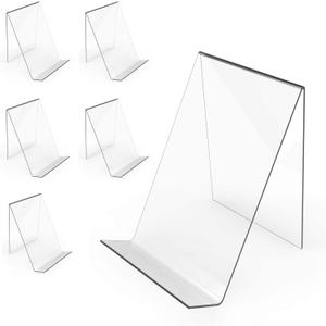 6 x Boloyo Acrylic Book Stand Without Ledge,6 Inch 6PC Clear Acrylic Display Easel Transparent Display Stand Holder Tablet Holder for Displaying Pictures,Books,Artworks, CDs