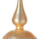 Glass Spherical Christmas Tree Topper Finial Christmas Ornaments with Carved Flowers Holiday Indoor Suitable for Home Party Decoration, 9.8inches, Golden