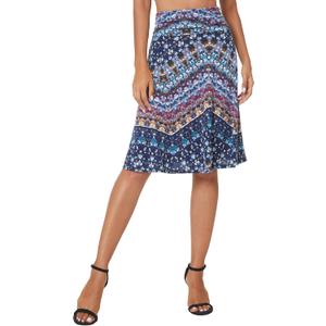 Urban CoCo Women's Ruched High Waist Knee Length Jersey A-Line Stretchy Flared Casual Skirt (Medium, #15)
