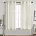 Cream Linen Back Tab Curtains 63 Inch Length for Living Room 2 Panel Set Neutral Modern Farmhouse Window Curtain Privacy Semi Sheer Linen Drapes Rustic Pinch Pleated Look Curtain Natural Ivory