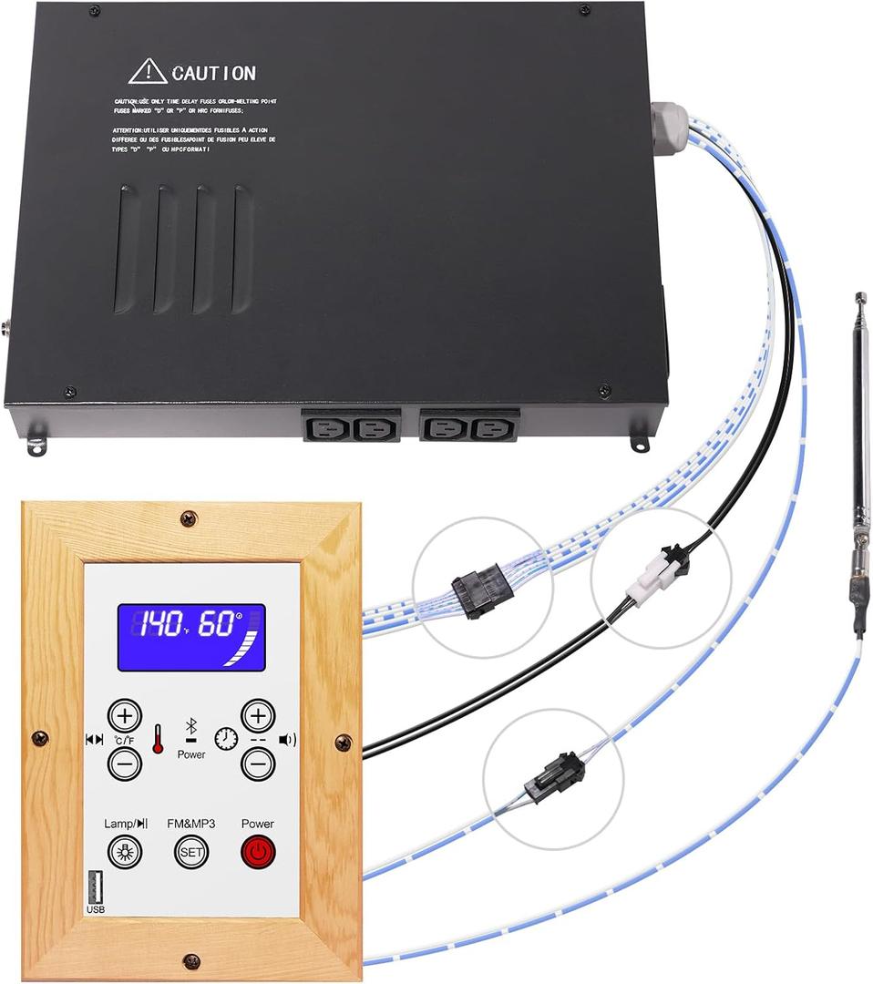 Infrared Sauna Electrical Control Box and Infrared Sauna Digital Control Panel with a Temperature Control Probe, 149, 110V, 99Min