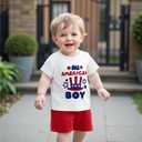 Toddler Baby Boy 4th of July Outfit American Flag Embroidery Waffle Knit T Shirt Shorts Set Patriotic Clothes (6-12 Months, Colorful)