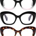 3 Pack Oprah Style Cat Eye Reading Glasses Women, Oversized Anti Blue Light Cateye Readers with Spring Hinges