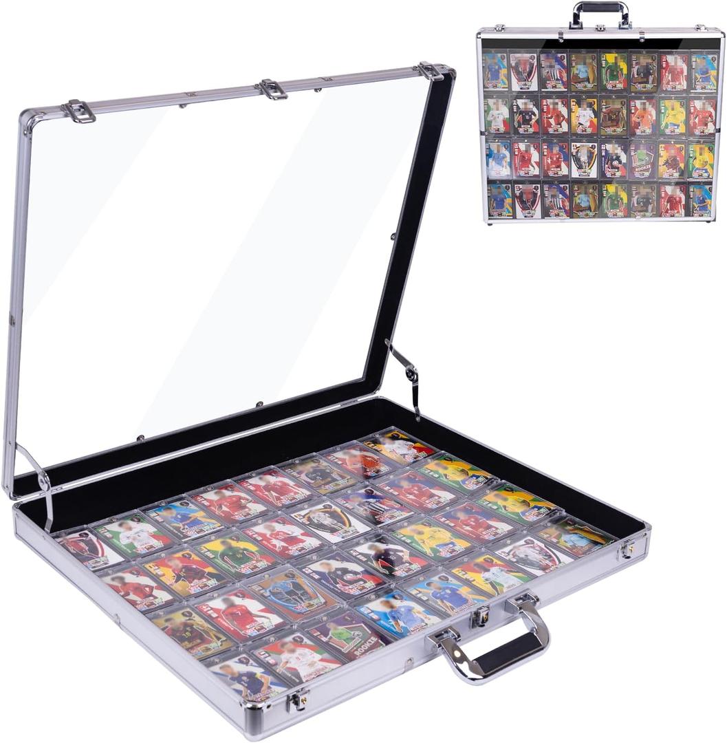 24"x20" Aluminum Card Display Case with Lock,Portable Trade Show Display Case,for Sports Card,Jewelry Craft Collector Shows,Collectible Cards