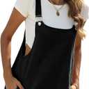 Yeokou Women's Cotton Linen Short Overalls Casual Summer Bib Shortalls with Pockets M