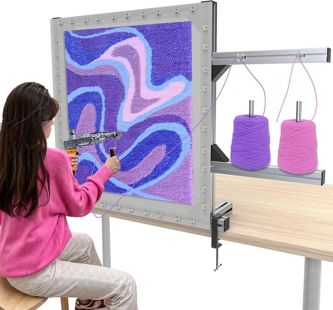 Rug Tufting Frame Tufting Kit 27.5'' Newest Aluminum Metal Tufting Frame for Rug Making Primary Tufting Cloth Stand Tufting Fabric Rug Tufting Kit Rug Frame for Tufting Supplies Carpet Tufting Gun Kit