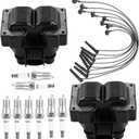 HQPASFY Ignition Coils & Iridium Spark Plugs & Wires FD487 Compatible with Ford Explorer Expedition F-150 Mustang Lincoln Continental Mercury Cougar 4.6L V8 Replace# DG454