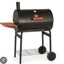 YT01 29-Inch Barrel Charcoal Grill, 589 Sq. In. Cooking Space with Manual Rotisserie Meat Fork, Collapsibl Two Side Tables, Separated Ash Catcher, Outdoor Grill for Backyard, Patio, Parties