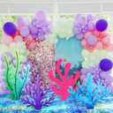 Novabright 5 Pcs Large Under the Sea Mermaid Party Decoration Ocean Wave Tablecloth Corals Seaweed Decoration for Under the Sea Beach Surf Pool Birthday Party Decorations Photography Props