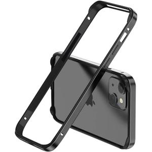 Frameless Series Designed for iPhone Case, Minimalist Protective Shock Absorption, Hybrid Silicone Aluminum Metal Frame, Inlays Easy Fit Shockproof Bumper Cover (Black, iPhone 13 Pro Max)