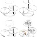 QWORK Mini 3-Tier Clear Acrylic Display Risers – Small Jewelry & Figurine Stand for Home, Storefront & Exhibits, 4 Pack