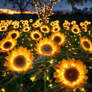 6 Pack Solar Lights Outdoor, Solar Flowers Outdoor Waterproof, Sunflower Garden Decor, Solar-Powered Lights for Yard Outside