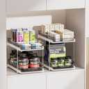 Delamu 2-Tier Multi-Purpose Bathroom Under Sink Organizers and Storage, Stackable Kitchen Pantry Organization, Pull Out Medicine Cabinet Organizer with Movable Dividers, Grey, 2 Pack