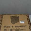 Fozxsvg Hand-Woven Wastebasket, Decorative Trash Can, Wicker Garbage Can, Tall Narrow Basket, Trash Bin for Office, Bathroom, Bedroom, Kitchen (Pink & White, 3.5 Gallon)