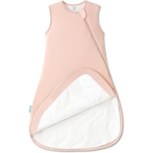 PurComfy Supersoft Sleep Sack 1.0 TOG, Premium Bamboo Viscose Baby Sleeping Bag 2-Way Zipper Sleep Sack Baby Wearable Blanket (0-3 Months, Blush)