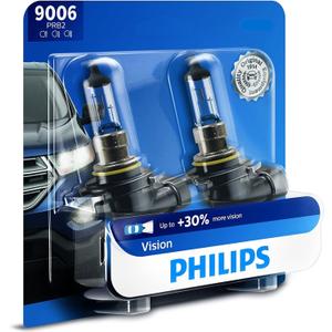 Philips Automotive Lighting 9006 Vision Upgrade Automotive Replacement Headlight Bulb, Fits Select High Beam, Low Beam, or Fog Positions (Pack of 2)