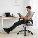 OLIXIS Office Desk Chair - Ergonomic Mid Back with Lumbar Support & Rocking Mode, Height Adjustable with Fixed Armrest, Storage Back for Computer, Gaming, Conference, Meeting Room, 360° Swivel, Grey