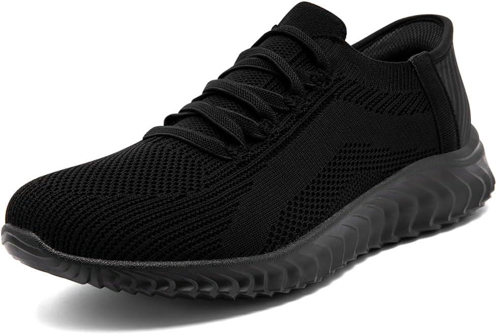 Womens Walking Shoes Slip On Tennis Sneakers Athletic Comfort Lightweight Mesh for Women Black Size US 7.5