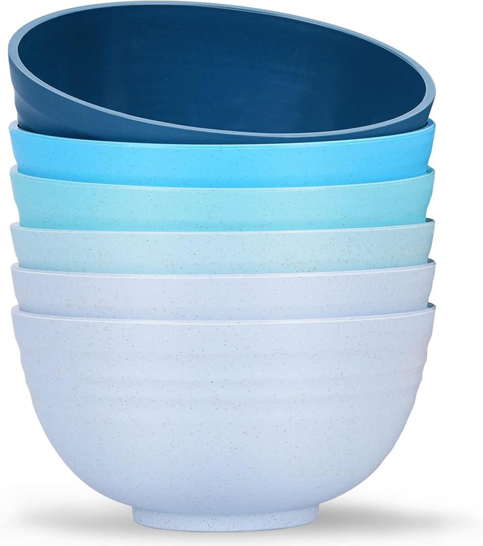 Homestockplus Set of 6 Unbreakable Soup Bowls, 34 Ounces Big Bowls Microwave and Dishwasher Safe BPA-Free Bowl for Cereal, Salad, Soup, Ramen,Oatmeal Apply to Kitchen, Dishwasher & Microwave Safe