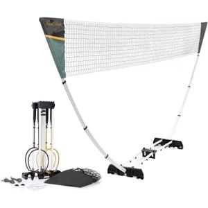 EastPoint Easy Setup Badminton Set - 5 ft Net, 4 Rackets, 2 Shuttlecocks - Quick Setup Net for Backyard Games - Steel Shaft Badminton Rackets for Family Games - Durable Shuttlecocks for Outdoor Sports
