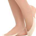 MANZI 6 Pairs Toe Topper Liner Socks for Women Ultra Low Cut No Show Half Socks with Sling Back for Heels Dress Shoes (Beige)