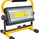 Tresda 100W COB Rechargeable Work Light, 7000LM Cordless LED Work Lights, Waterproof Portable Flood Light with Stand for Outdoor Camping, Hiking, Garage, Car Repairing, Workshop Job Site Lighting