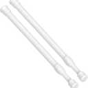 AIZESI Spring Tension Curtain Rods Short Tension Rod (White,12" to 19"-2Pcs)