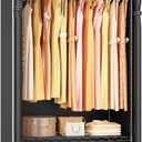 ULIFHOME H5C Clothes Rack with Cover, Portable Closet for Hanging Clothes, Covered Clothing Racks Heavy Duty, Garment Racks with Shelves, Max Load 360LBS, Black Closet Rack with Black Cover