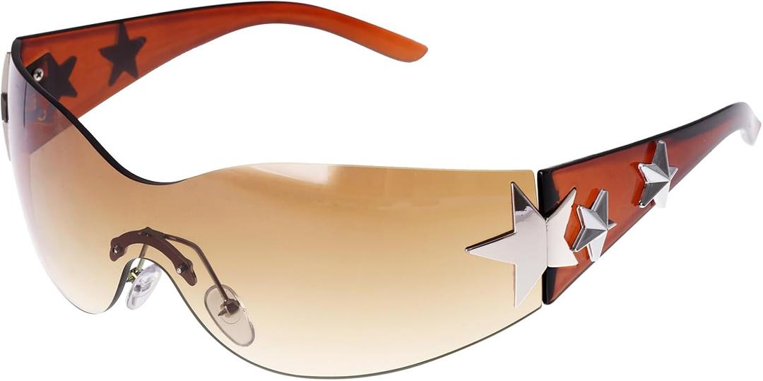 Nydotd Rimless Y2K Sunglasses Wrap Around Trendy Glasses for Women Men Frameless Sun Glasses 2000S Fashion Cool Shield Shades