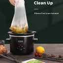 KOOC Small Slow Cooker, 2-Quart, Free Liners Included for Easy Clean-up, Upgraded Ceramic Pot, Adjustable Temp, Nutrient Loss Reduction, Stainless Steel, Black, Round