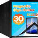 YixangDD 30 Pack Magnetic Sign Holder 8.5 x 11, Self-Adhesive Magnetic Wall Mount Sign Holder, Magnetic Document Holder for Wall Window Office Poster Store