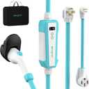 Electric Vehicle Charger Level 2 & Level 1, 32Amp 110V-240V Schedule Timer 20ft Cable Portable EV Home Charging Station, 8A-32A Adjustable Current Compatible with All SAE J1772 EVs