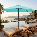 JEAREY 9FT Outdoor Patio Umbrella,Market Table Umbrella with 8 Fiberglass Ribs, Pool Umbrella with Tilt and Crank, UV Protection Lightweight & Wind-Resistant for Lawn, Garden, Deck and Backyard, Peacock Blue
