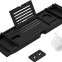 Bamboo Bathtub Tray for Luxury Bathroom, Expandable Premium Bath Tray w/Soap Towel Book Holder, Adjustable Bath Accessories for Tub,Extendable Tub Tray with Wine Glass Cup Organizer 29.5"-43.3" Black