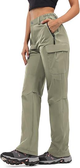 Moosehill Women's-Hiking-Pants-Cargo-Quick-Dry-Stretch-Lightweight Work Outdoor Pants with 5 Deep Pockets Size 8