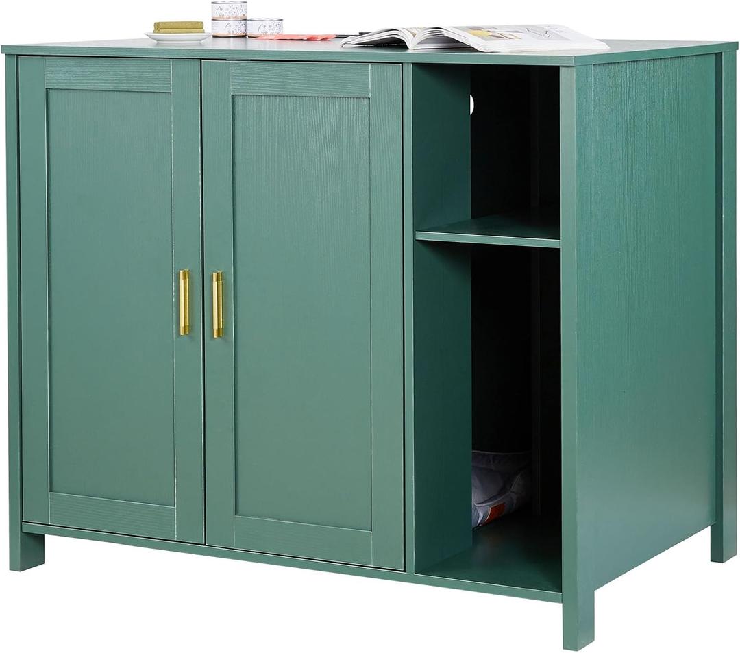 VEVOR Cat Enclosure, 41.3 in Self Cleaning Litter Box Cabinet, with Drawer & Detachable Divider, Automatic Litterbox Enclosure with Built-in Power Outlet, Fits Most Smart Litterboxes