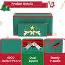 MODFUNS Christmas Ornament Storage Box Christmas Ornament Organizer Storage Box with Adjustable Dividers Fits 72 of 3 Inch Ornaments 600D Oxford Fabric Holiday Ornament Storage Container (Green)