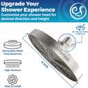 High Pressure Shower Head - Anti-Clogging Silicone Nozzles 2.5 GPM Removable Restrictor - Easy to Clean and Install - Includes Plumbers Tape - 6 inch - (Brushed Nickel 2.5GPM)