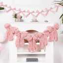 2Pcs Pink Bow Garland Banner for Bachelorette Party Decorations Ribbon Bowknot Hanging Garland Banner Pink Coquette Birthday Party Supplies for Wedding Engagement Baby Bridal Shower Favors Decor
