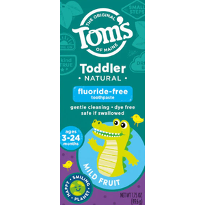 Tom's of Maine Fluoride-Free Toddler Training Toothpaste, Mild Fruit, 1.75 oz. 2-Pack  EXP 08/27